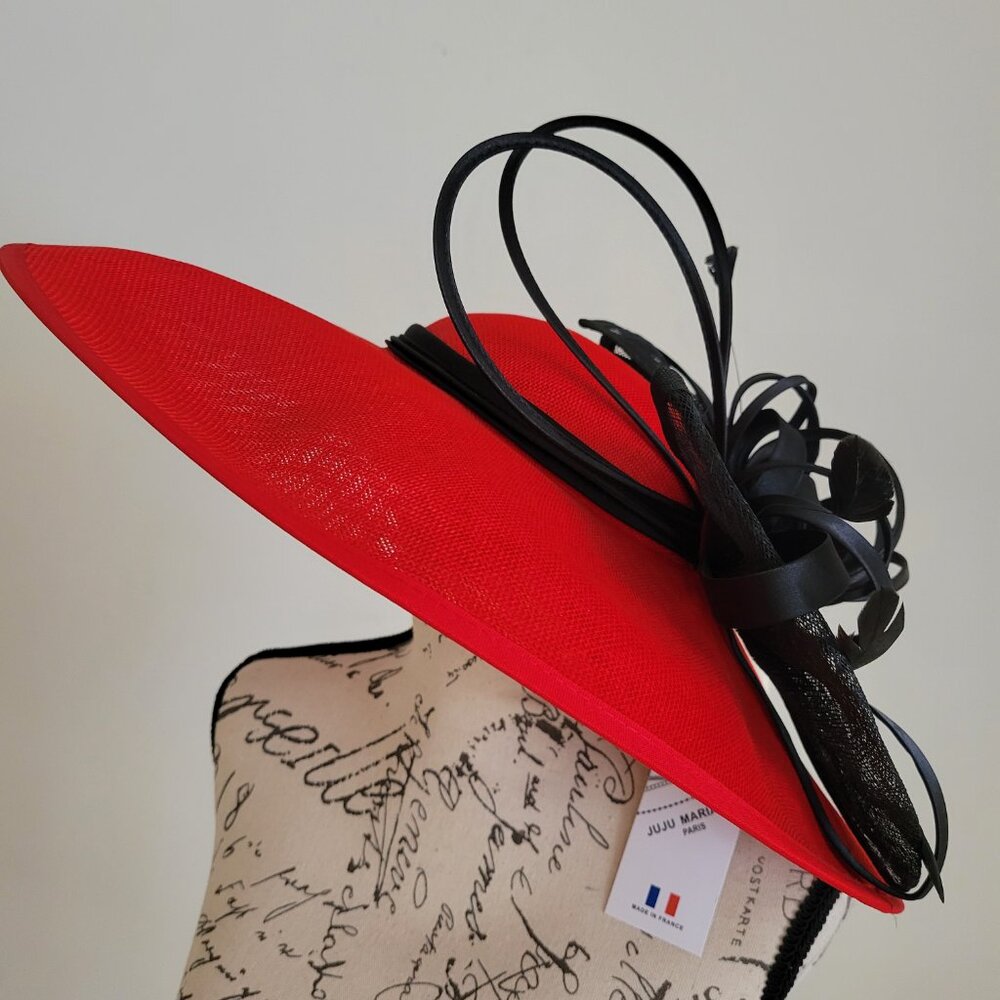 Paris Hand-Made Large Brim Ruffle Organza Hat | Elegant Royal Ascot Derby Hat - Picture 9 of 10